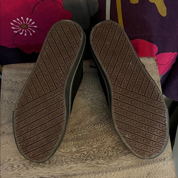 UGG Black Suede Lace-Up Shearling Sneakers - Picture 4 of 6